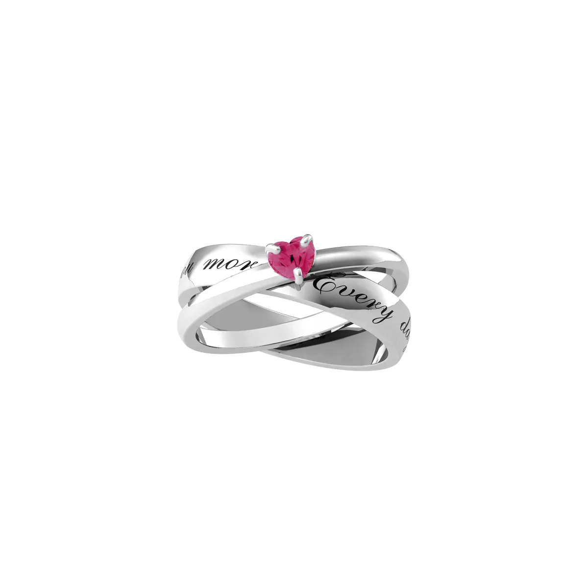 Anello Donna Kidult Love Intrecciato I Love You More con Rubino Sintetico Taglio Cuore