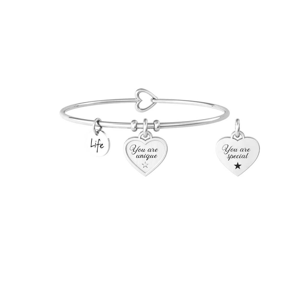Bracciale Rigido Donna Kidult Philosophy You Are Unique. You Are Special con Ciondolo Cuore