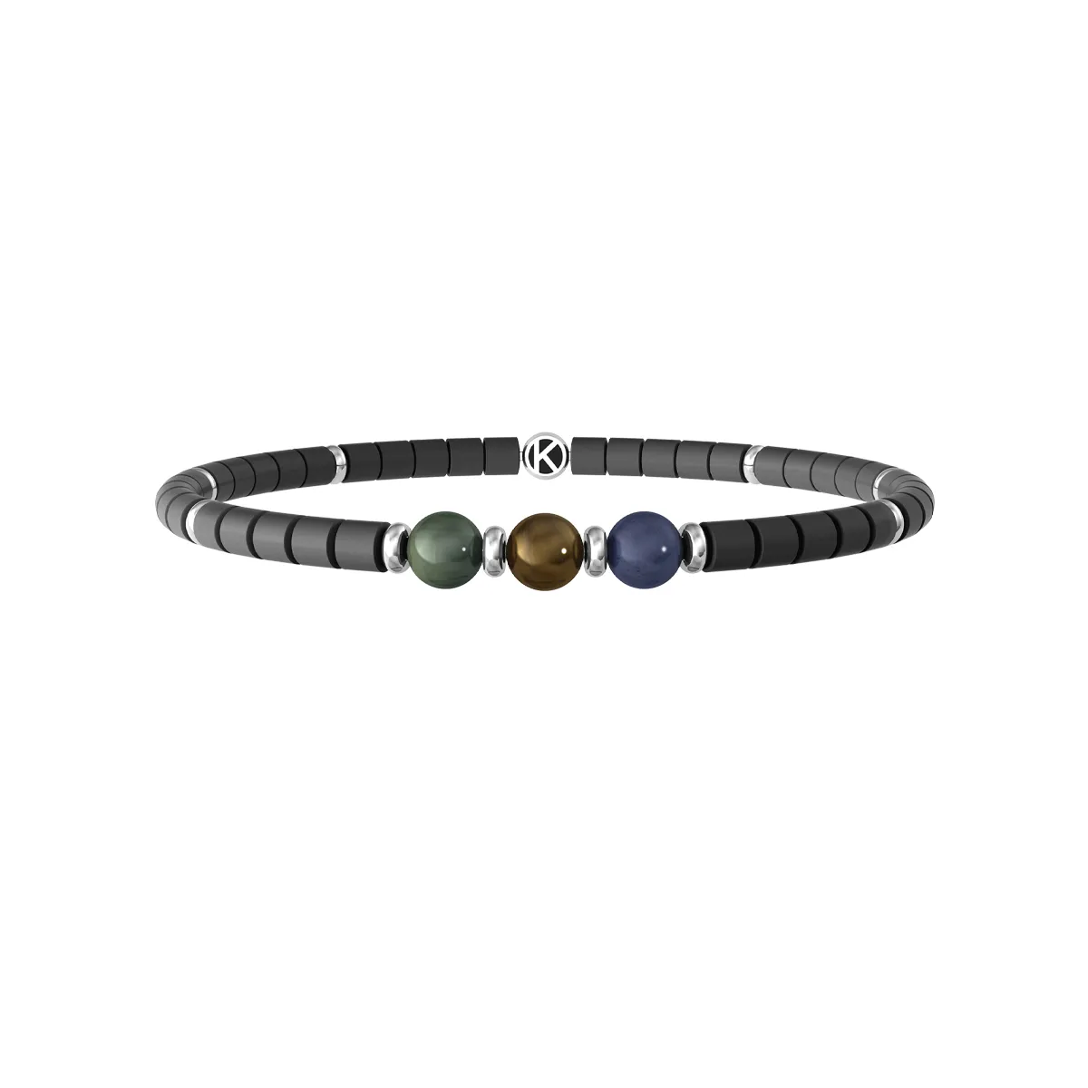 Bracciale Uomo Kidult Energy Stone con Ematite Grigia E Pietre Naturali