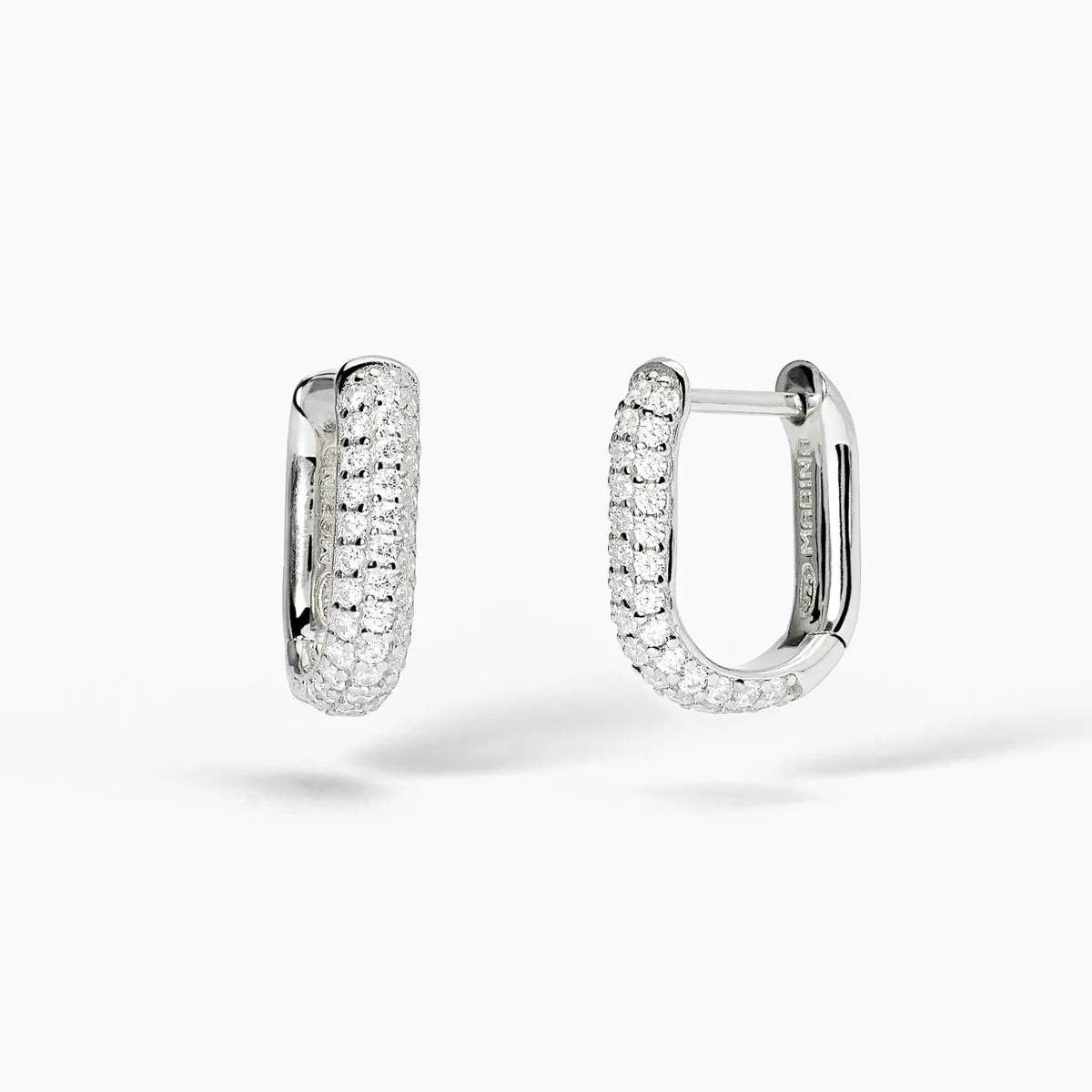 Orecchini Donna Mabina Couture Ovali in Argento con Pavè