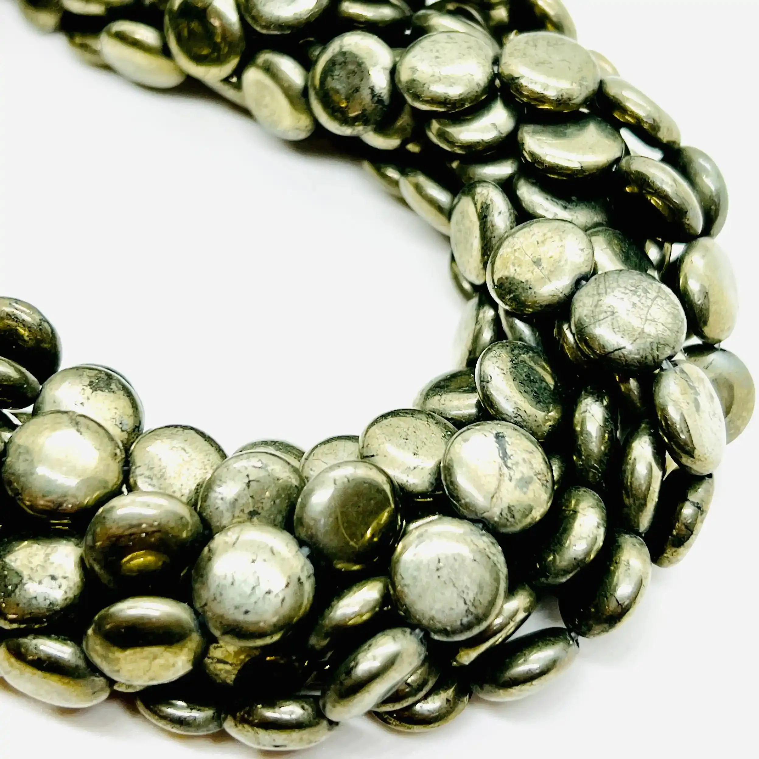 filo di pirite di ferro pastiglia liscia 10 mm colore naturale grigio scuro