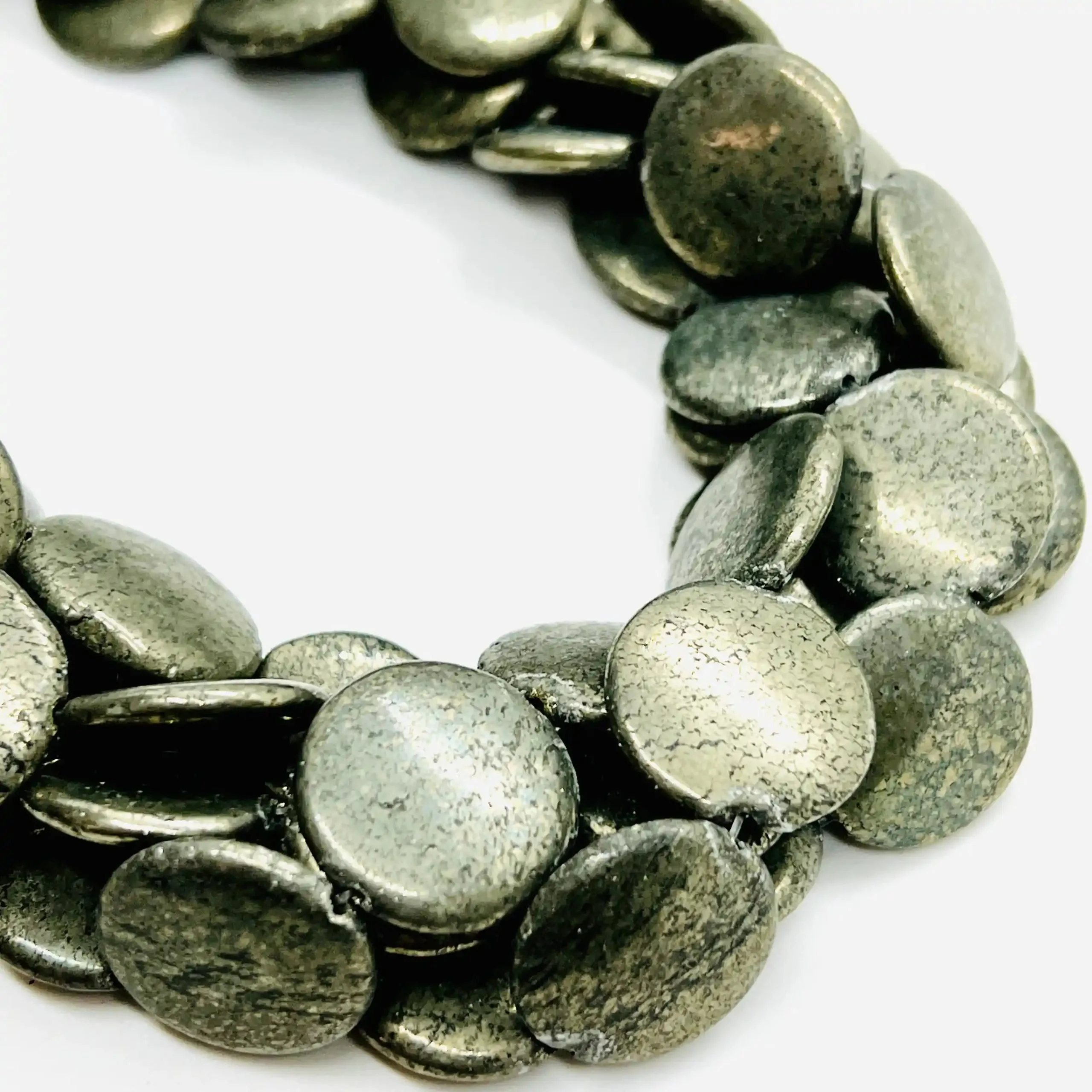 filo di pirite di ferro pastiglia liscia maxi 20 mm colore naturale grigio scuro