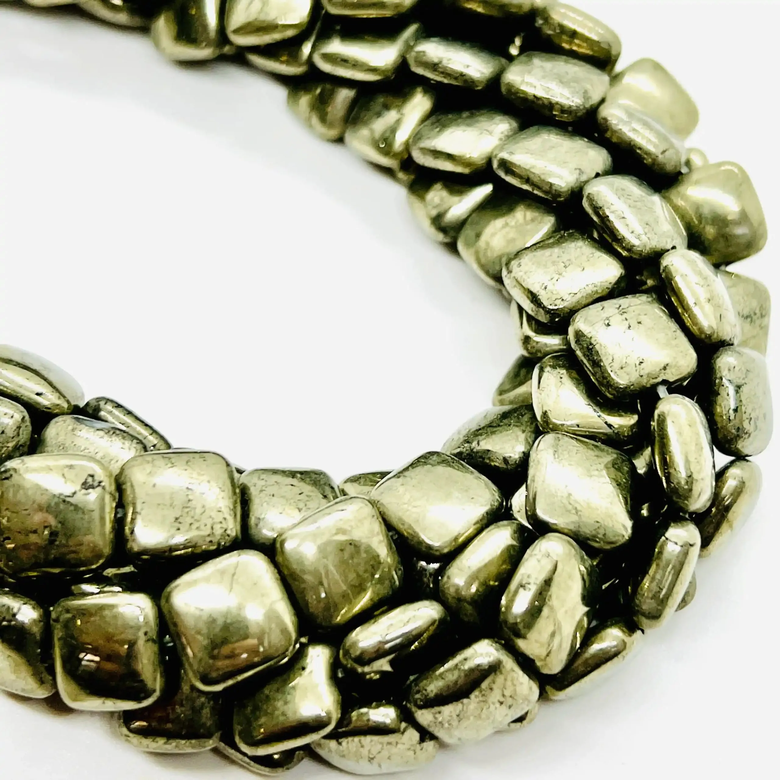 filo di pirite di ferro quadrato bombato 10 mm colore naturale grigio scuro