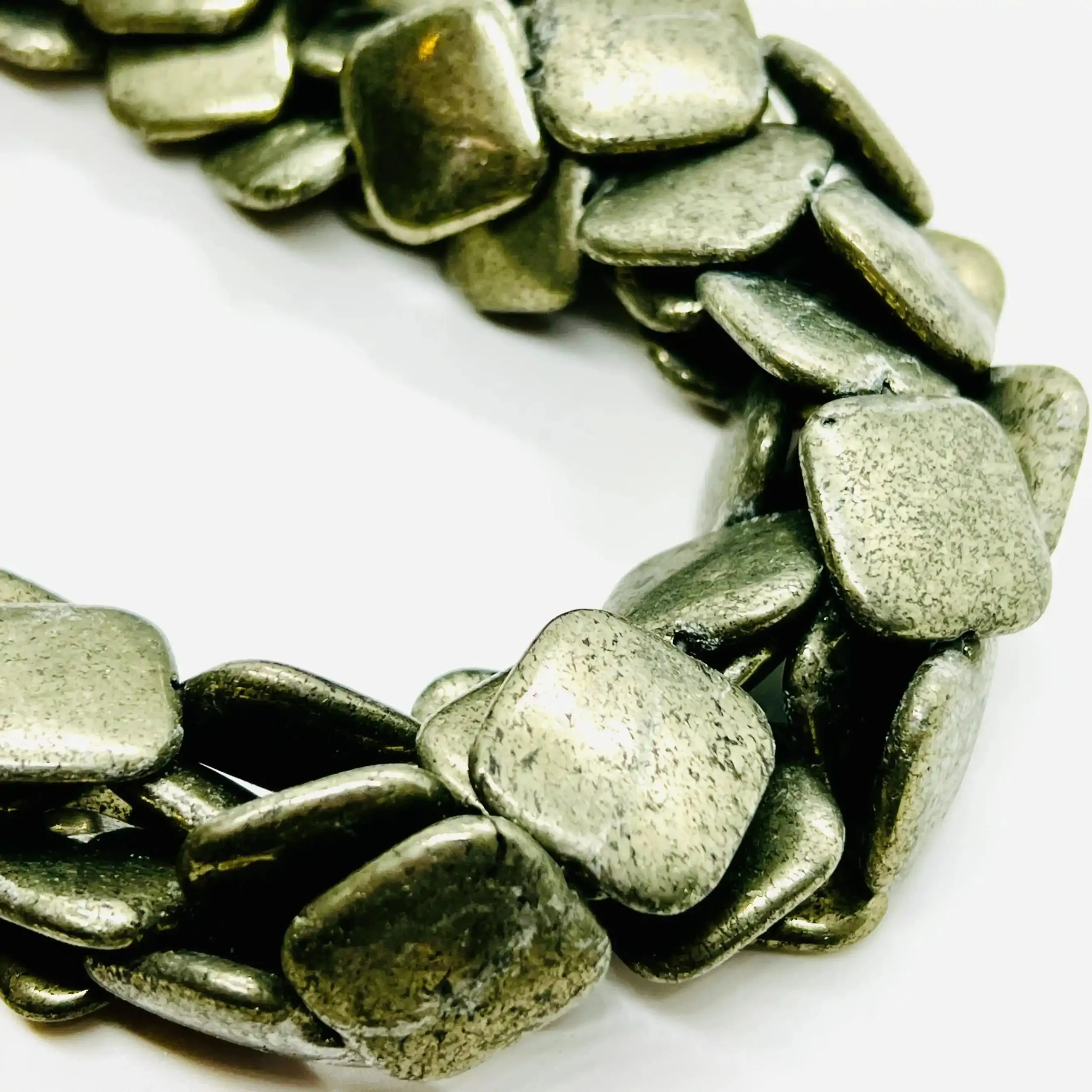 filo di pirite di ferro quadrato bombato maxi 20 mm colore naturale grigio scuro