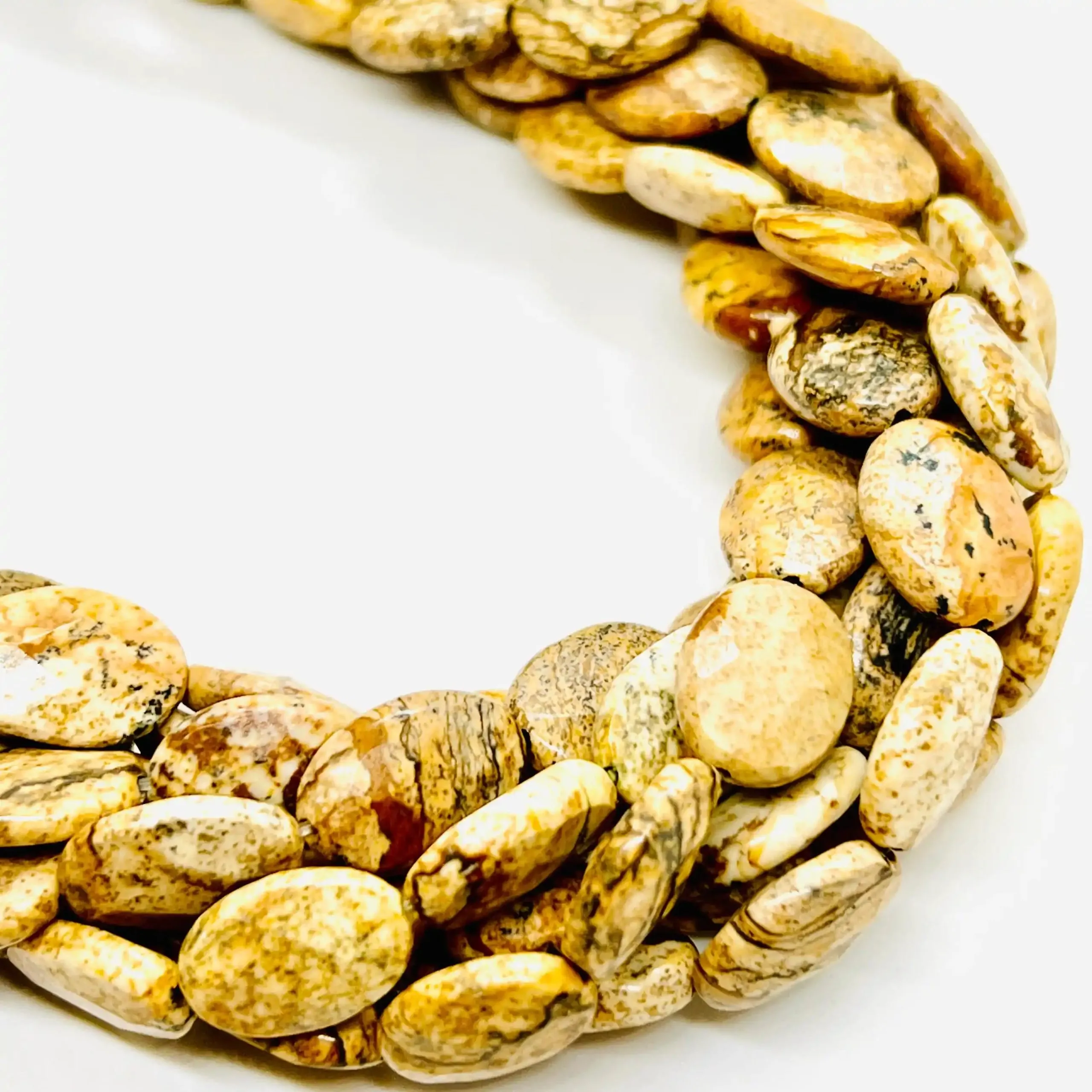 filo di diaspro ovale sfaccettato 14 mm x 10 mm colore tonalità marroncino