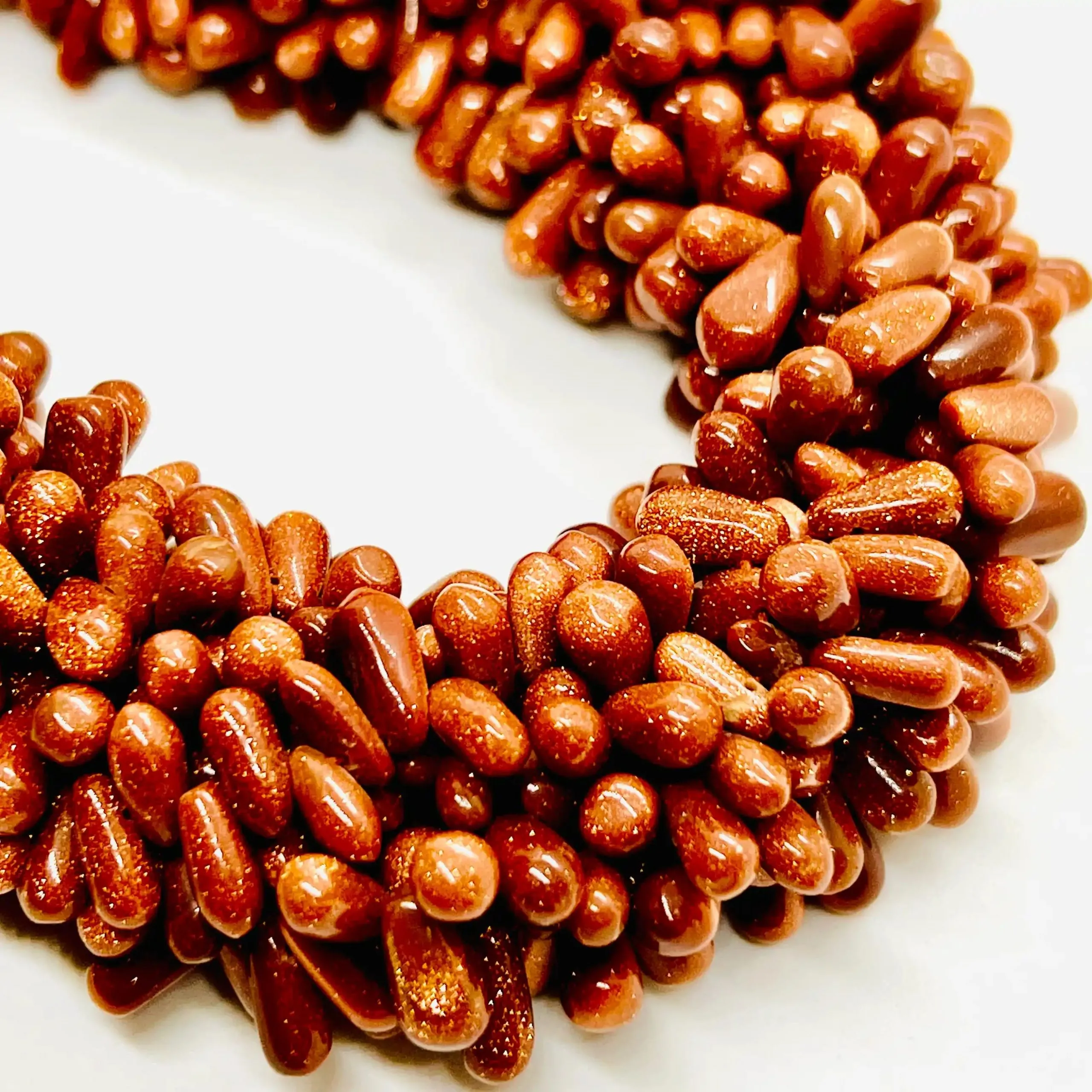 filo di pietra del sole goccia 9 mm x 5 mm colore marrone glitter