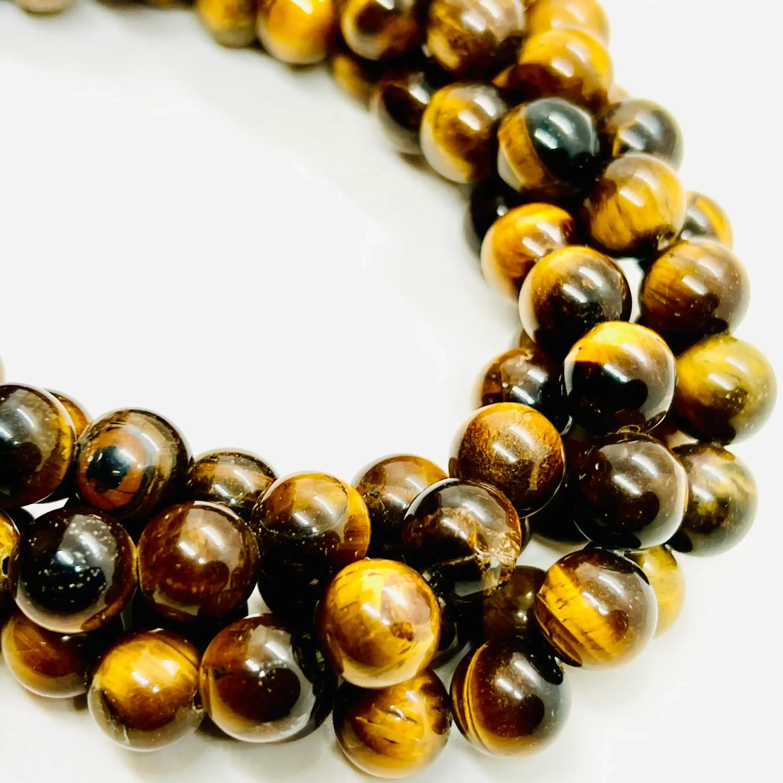 filo di occhio di tigre sfera 10 mm colore marrone ocra