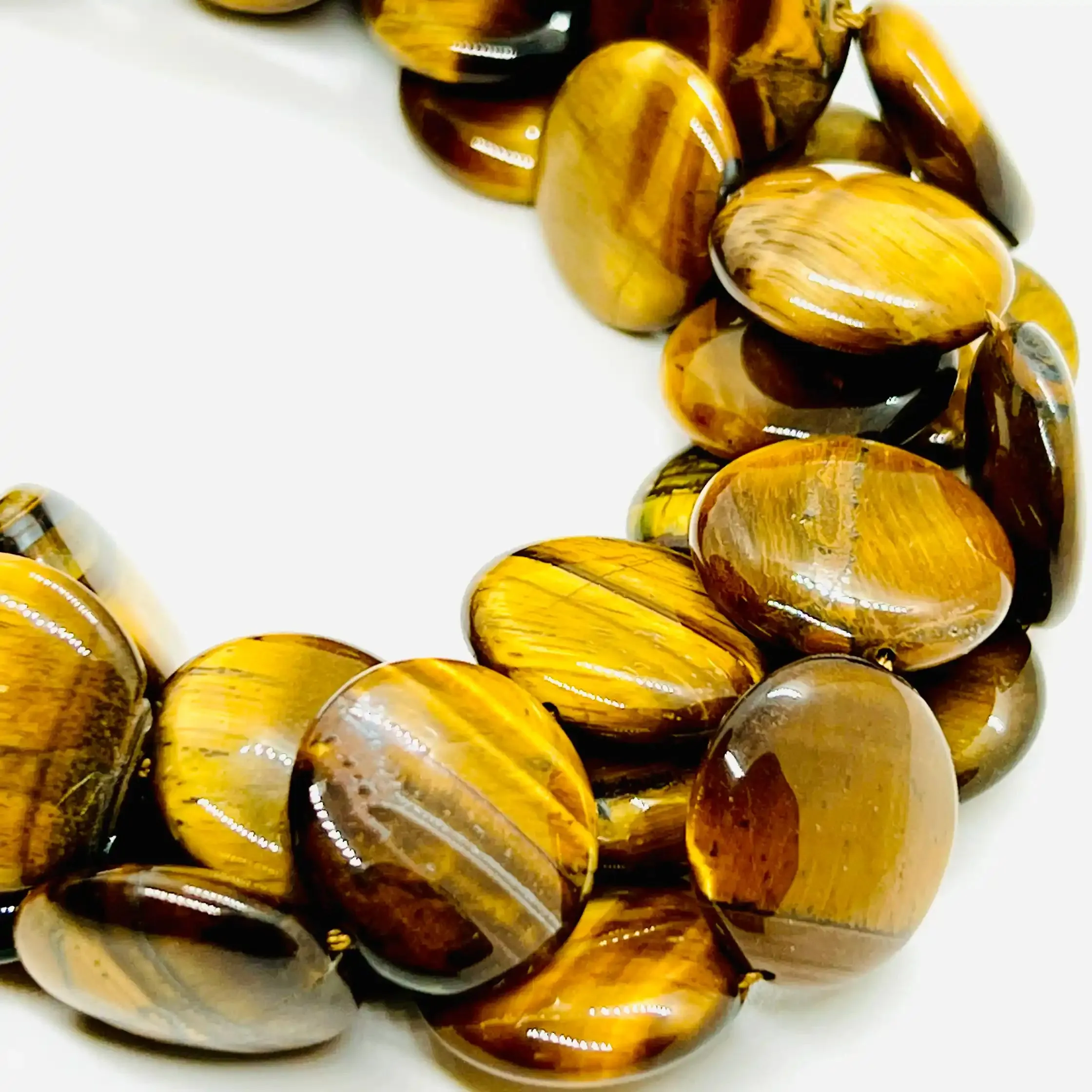 filo di occhio di tigre pastiglia cerchio 20 mm colore marrone ocra