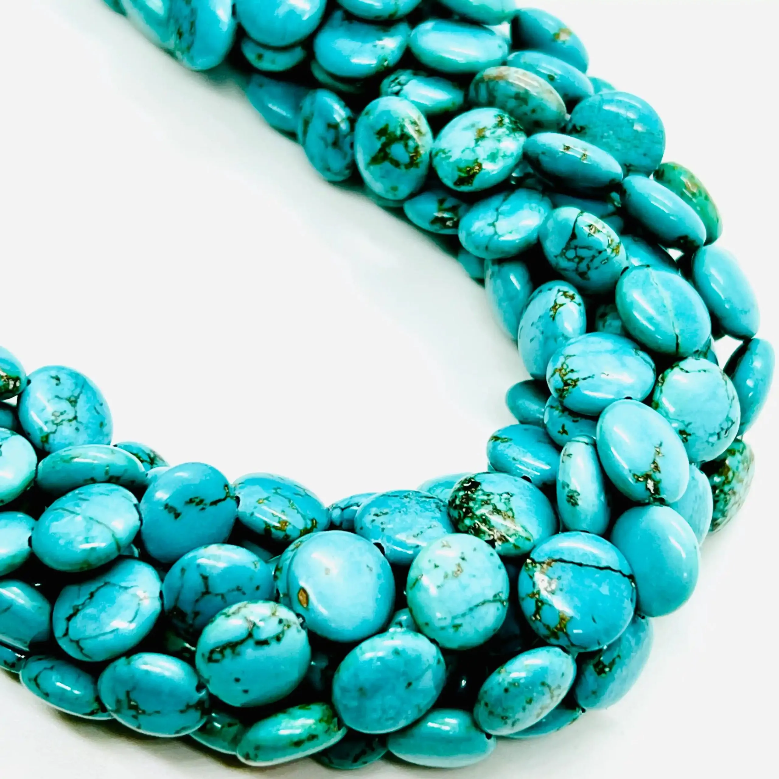 filo di haulite turchese cerchio pastiglia 10 mm colore turchese anticato