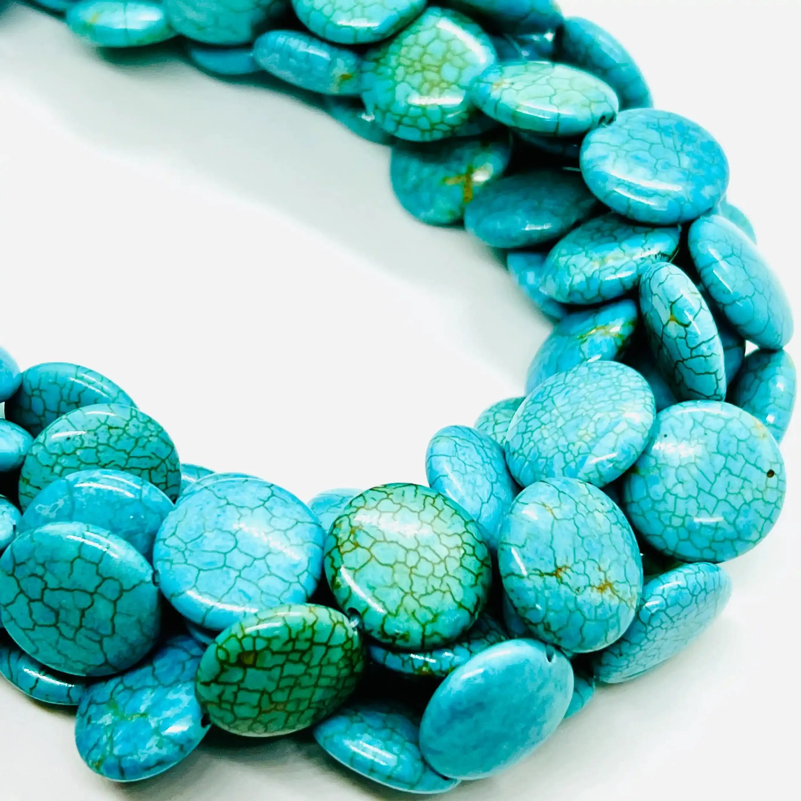 filo di haulite turchese cerchio pastiglia 16 mm colore turchese anticato