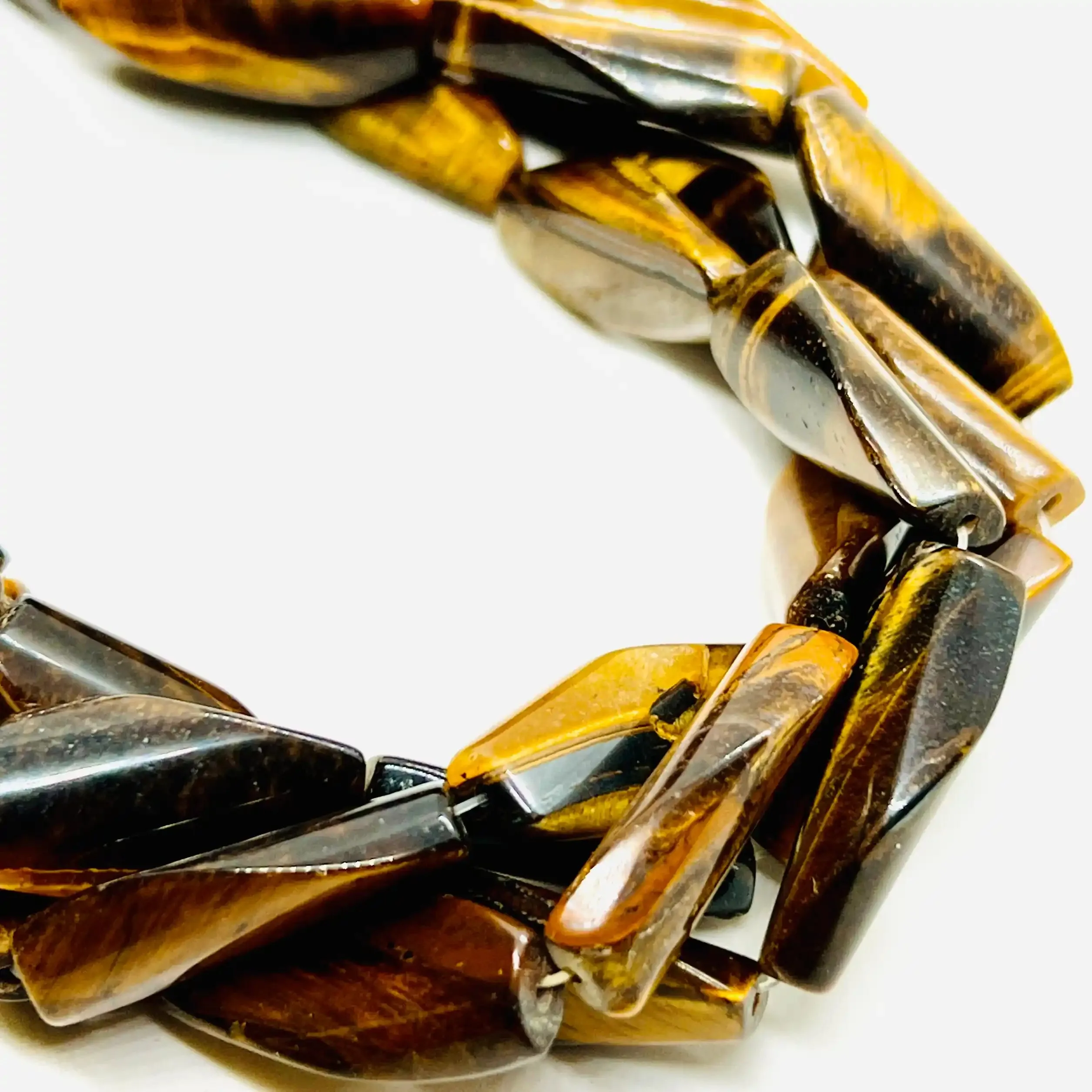 filo di occhio di tigre prisma spirale 28 mm x 13 mm colore marrone e ocra