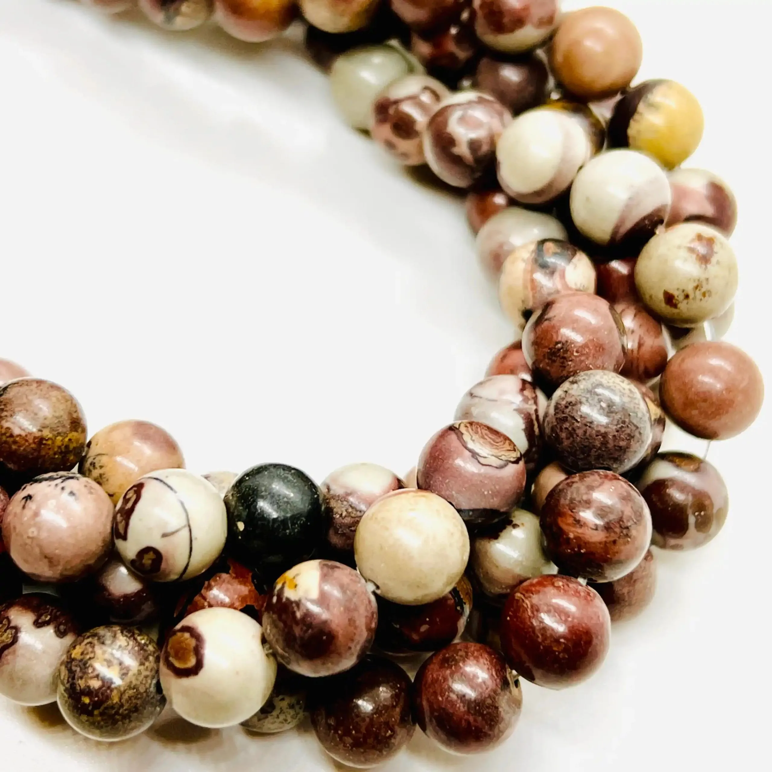 filo di diaspro sfera 10 mm colore tonalità marrone scuro