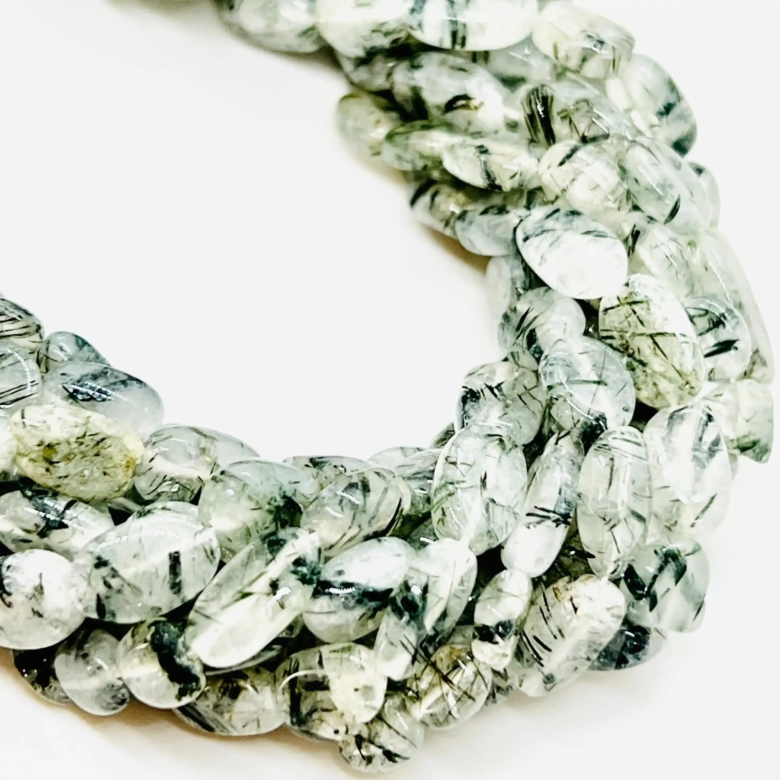 filo di quarzo ovale 10 mm x 6 mm colore naturale grigio fumé