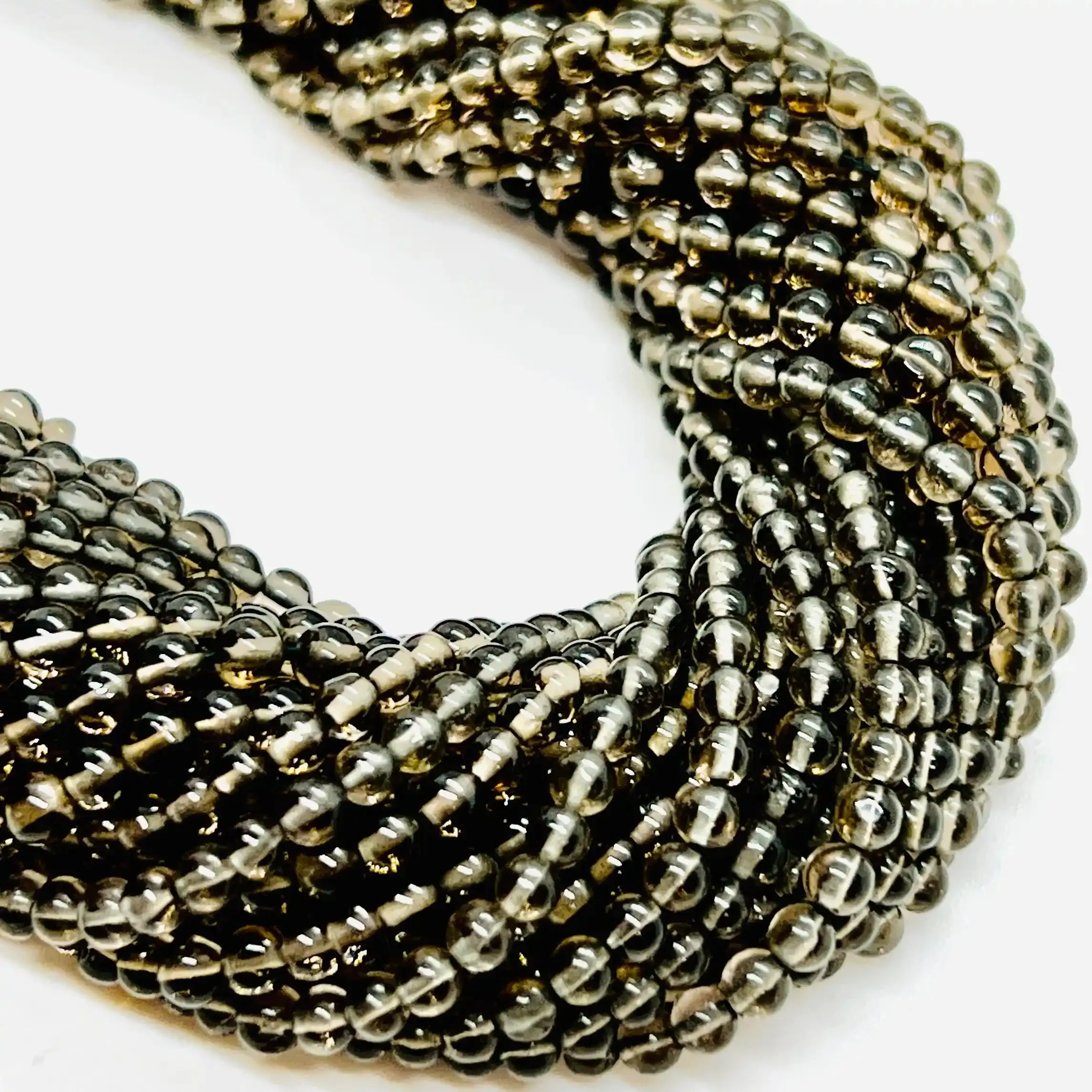 filo di quarzo sfera liscia 3 mm colore grigio fumé