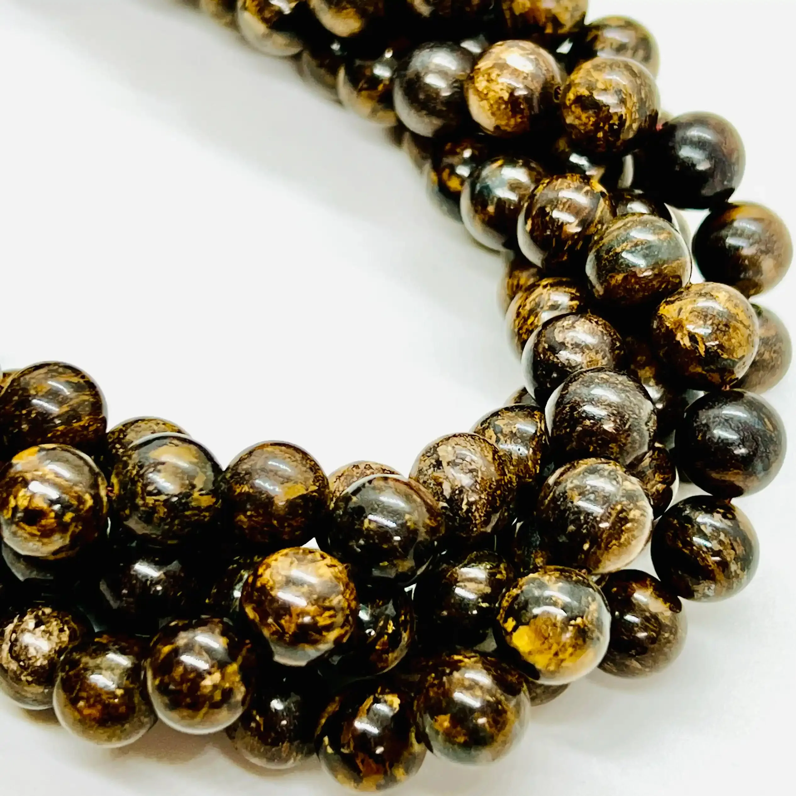 filo di bronzite sfera 10 mm colore marrone e nero