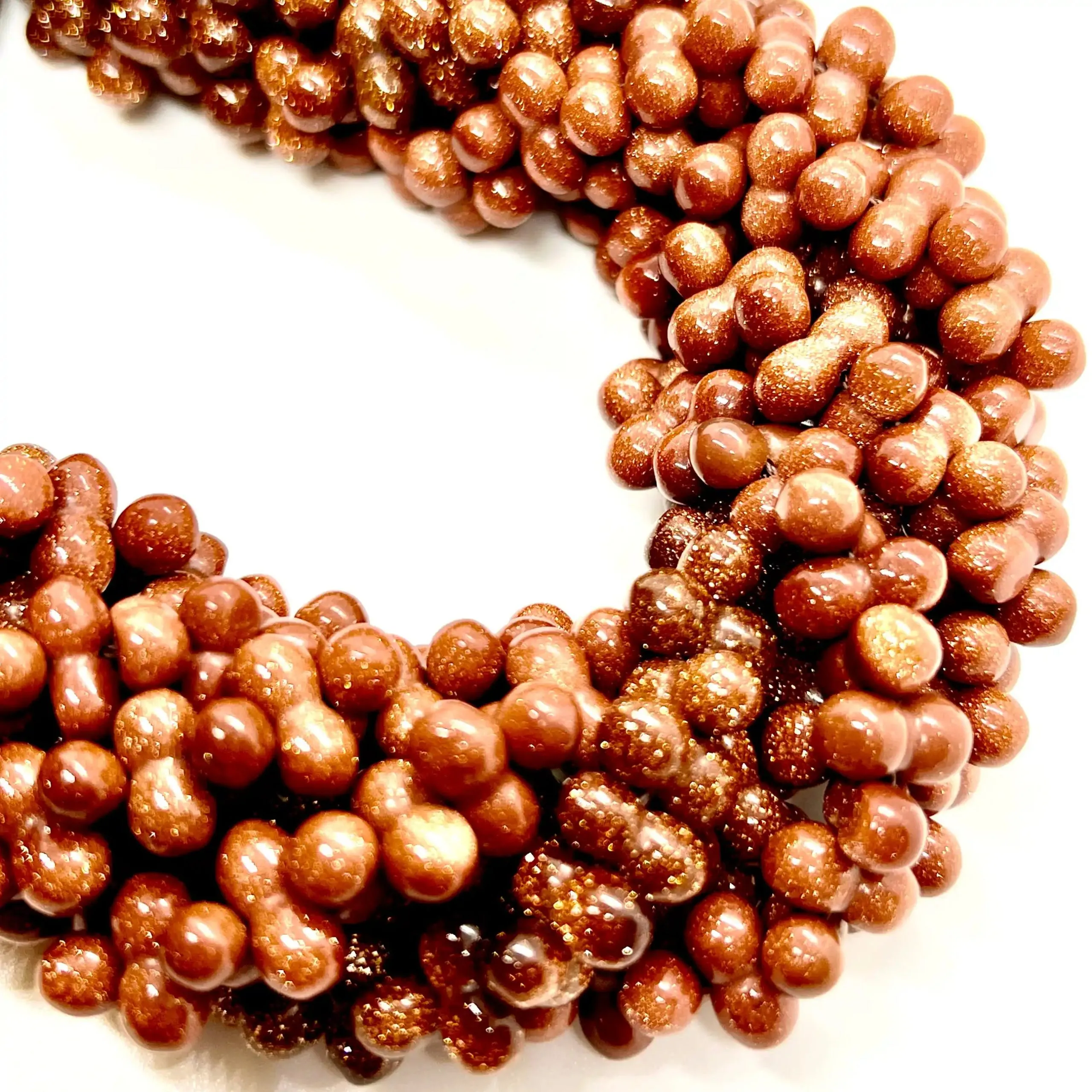 filo di pietra del sole cilindro 10 mm x 5 mm colore marrone glitter