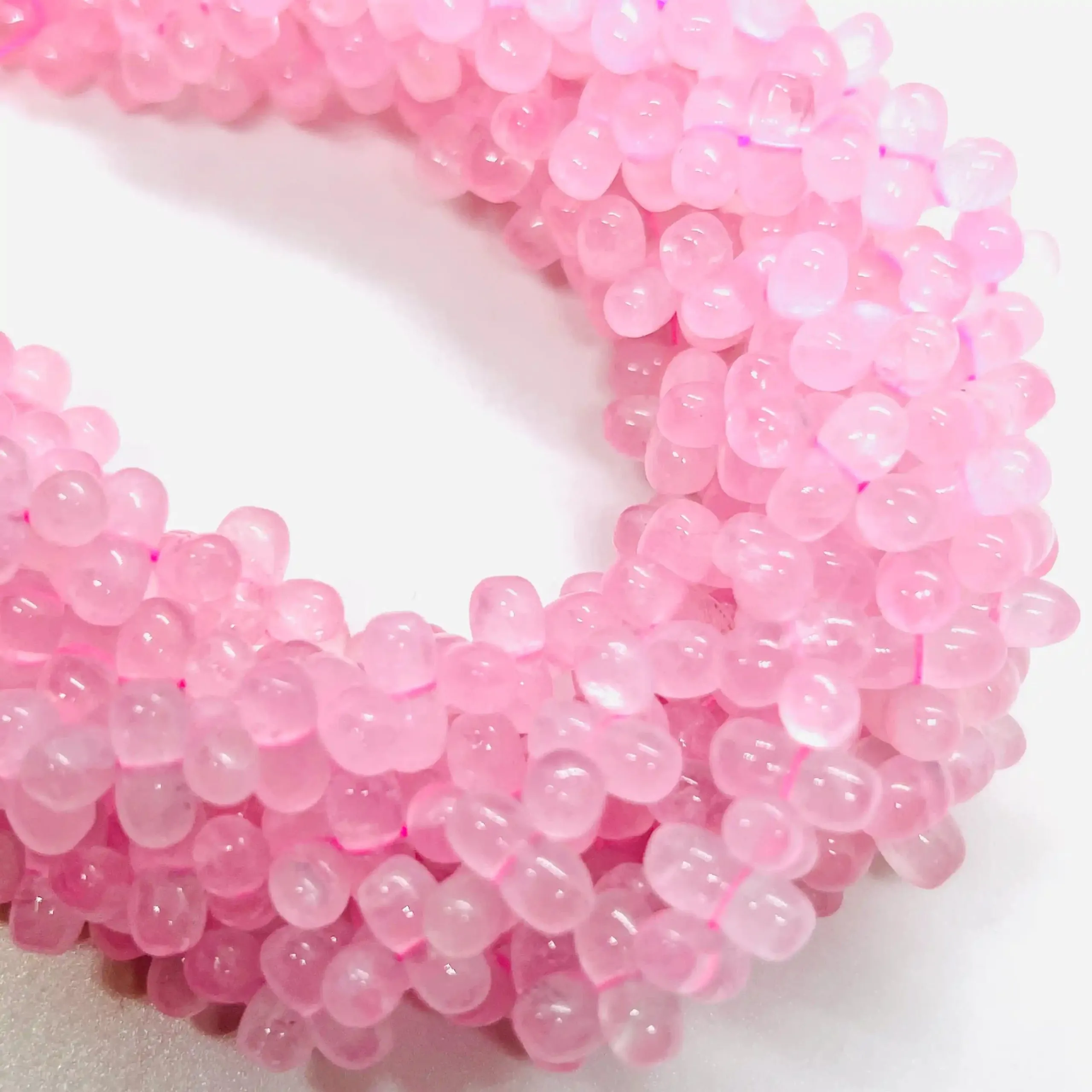 filo di quarzo rosa cilindro 10 mm x 5 mm colore rosato