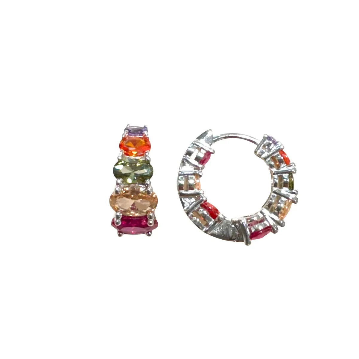 ORECCHINI CERCHI SCALARI PIETRE OVALI MULTICOLOR