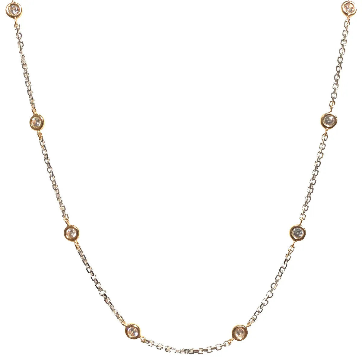 CATENINA PUNTI LUCE ORO BIANCO E ROSA