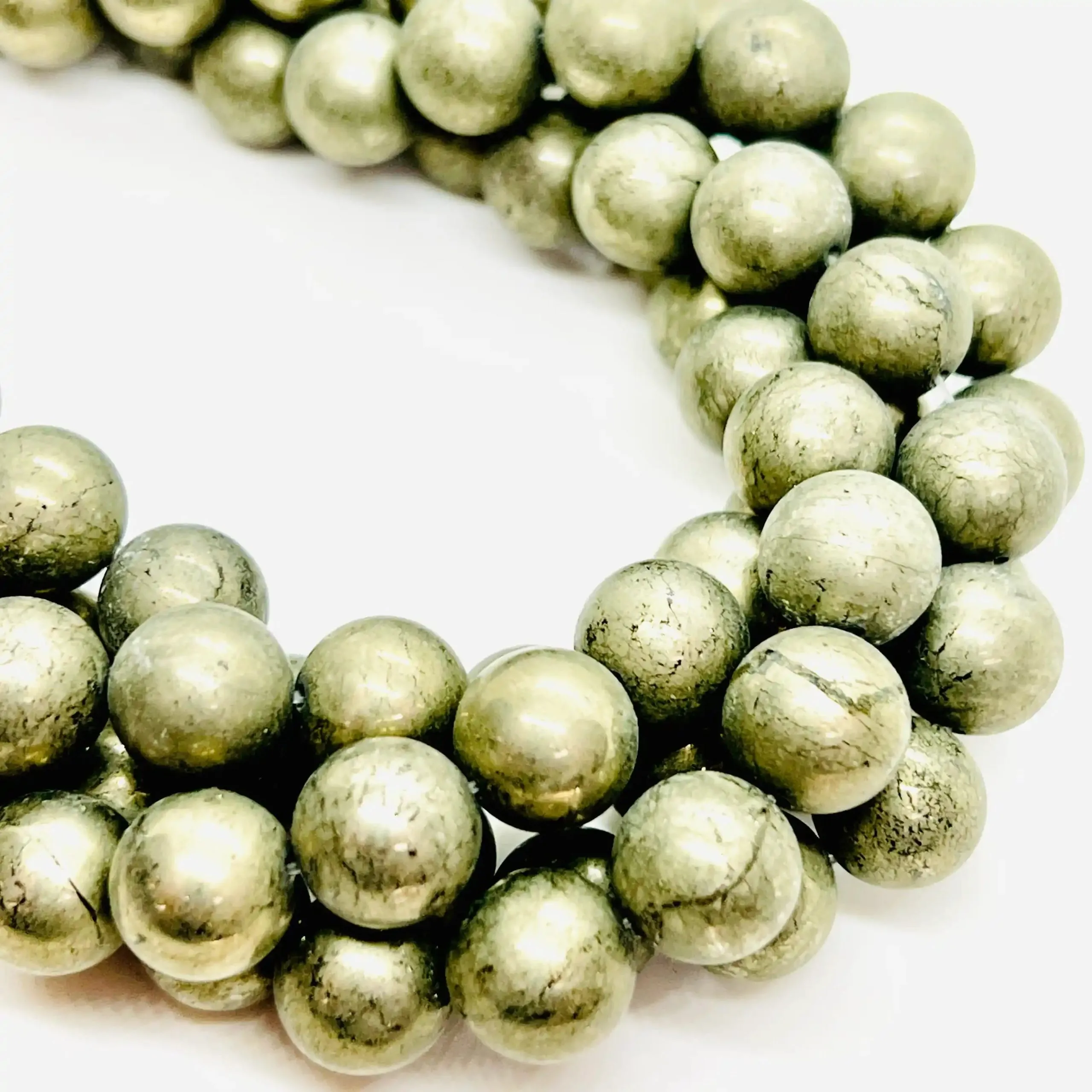 filo di pirite di ferro sfera liscia 12 mm colore naturale grigio scuro