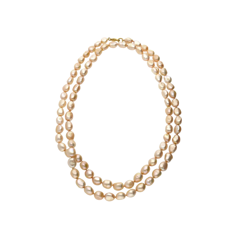 COLLANA LUNGA CON PERLE IRREGOLARI ROSA E ARANCIO CON CHIUSURA IN ORO GIALLO - BAC036