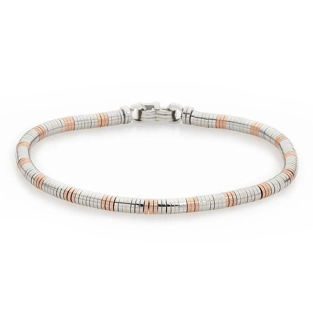 Bracciale tubolare in acciaio e Pvd rosato