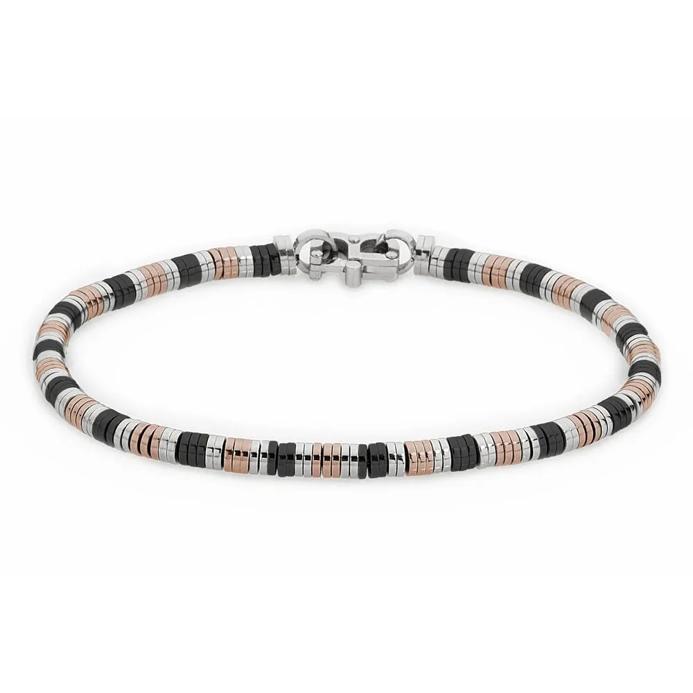 Bracciale tubolare in acciaio e Pvd bicolor