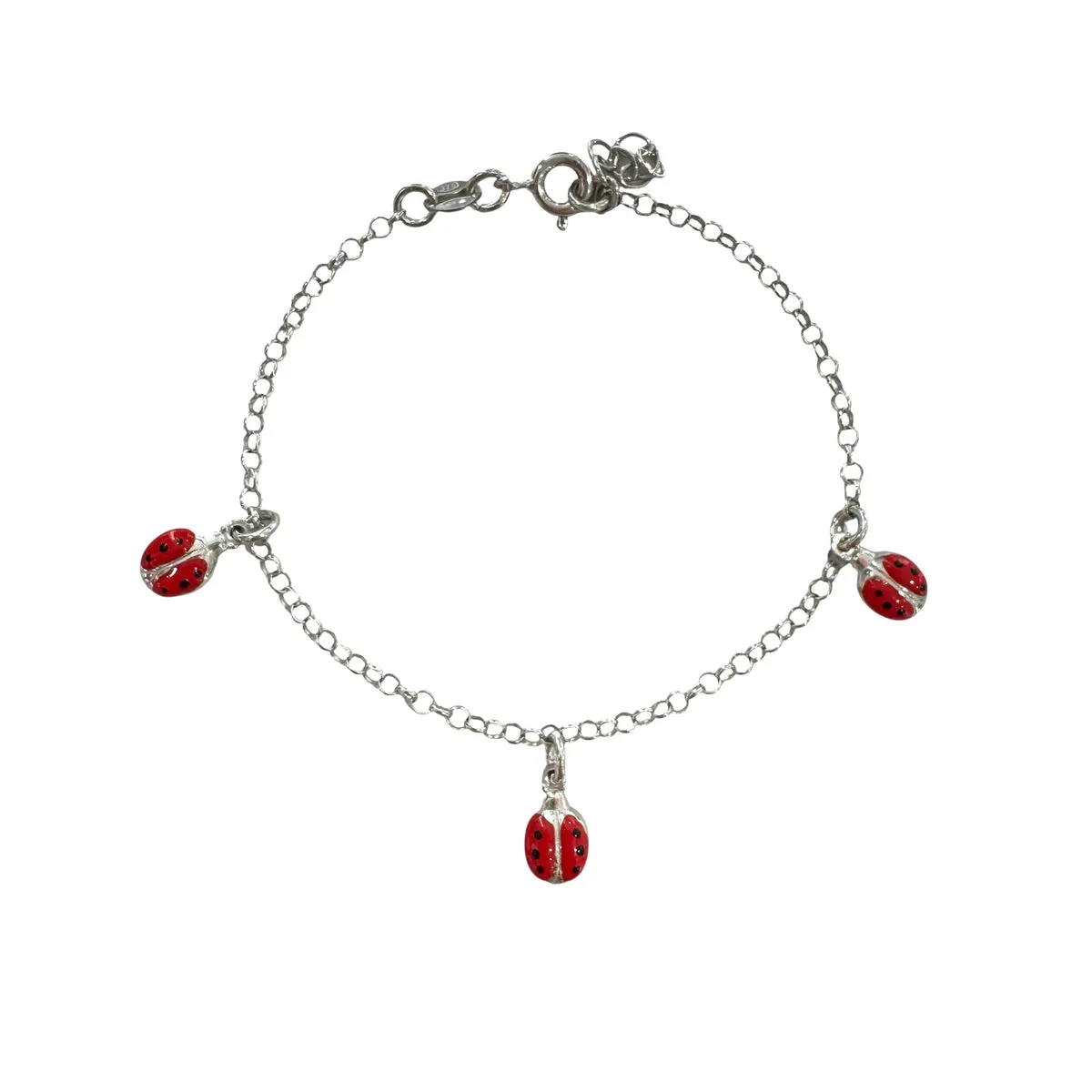 BRACCIALE BABY COCCINELLE ROSSE PENDENTI