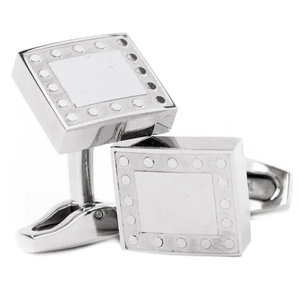 Gemelli in acciaio con decorazioni circolari