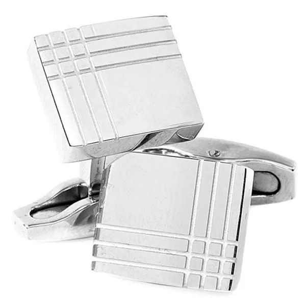 Gemelli in acciaio con decorazioni geometriche