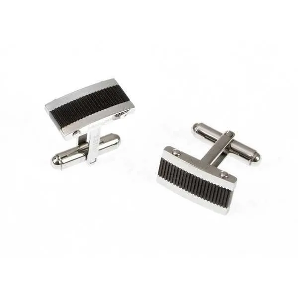 Gemelli in acciaio con tappetino ondulato in Pvd