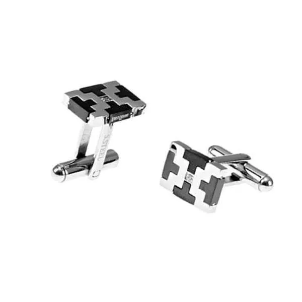 Gemelli con decorazioni in Pvd nero e zircone