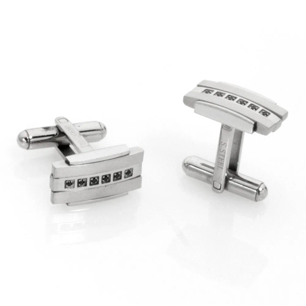 Gemelli in acciaio e zirconi neri