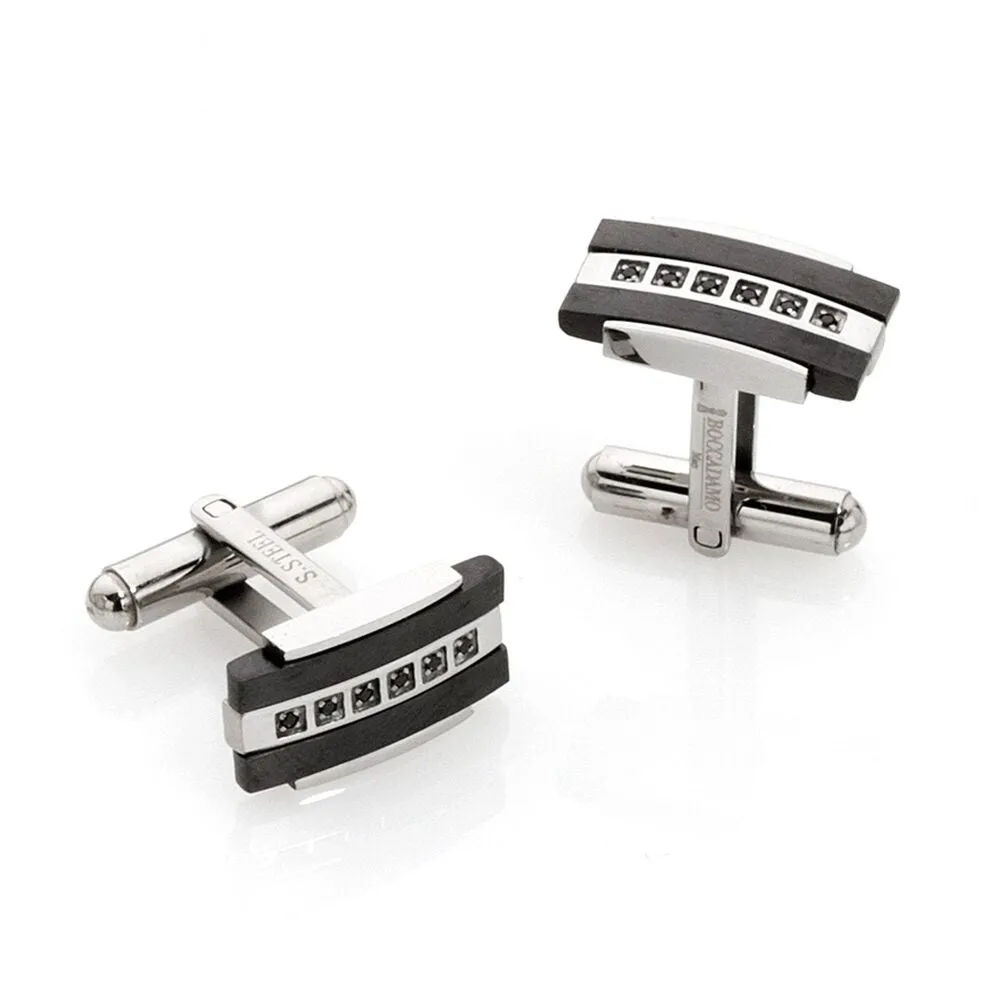 Gemelli in acciaio, Pvd e zirconi neri