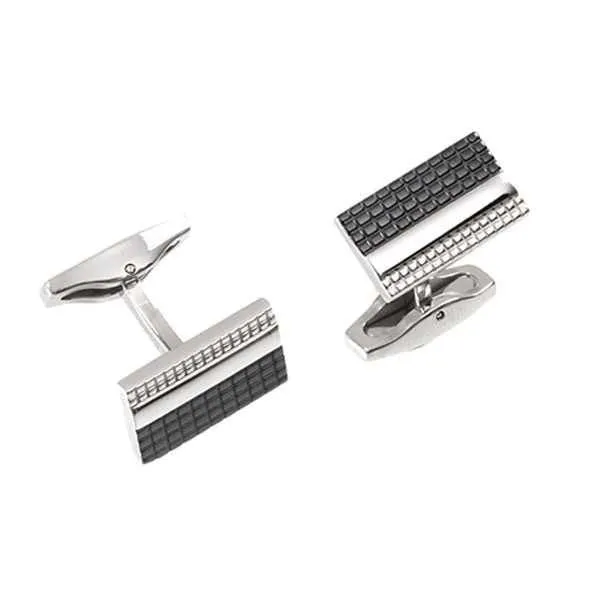 Gemelli in acciaio e Pvd nero bugnato