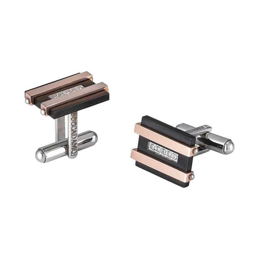 Gemelli in acciaio, Pvd nero e zirconi