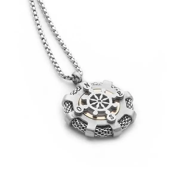 Collana in acciaio con diamante incastonato