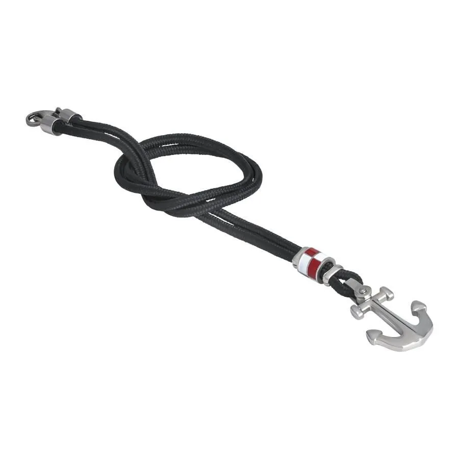 Collana in cotone marino, ancora e inserti rossi