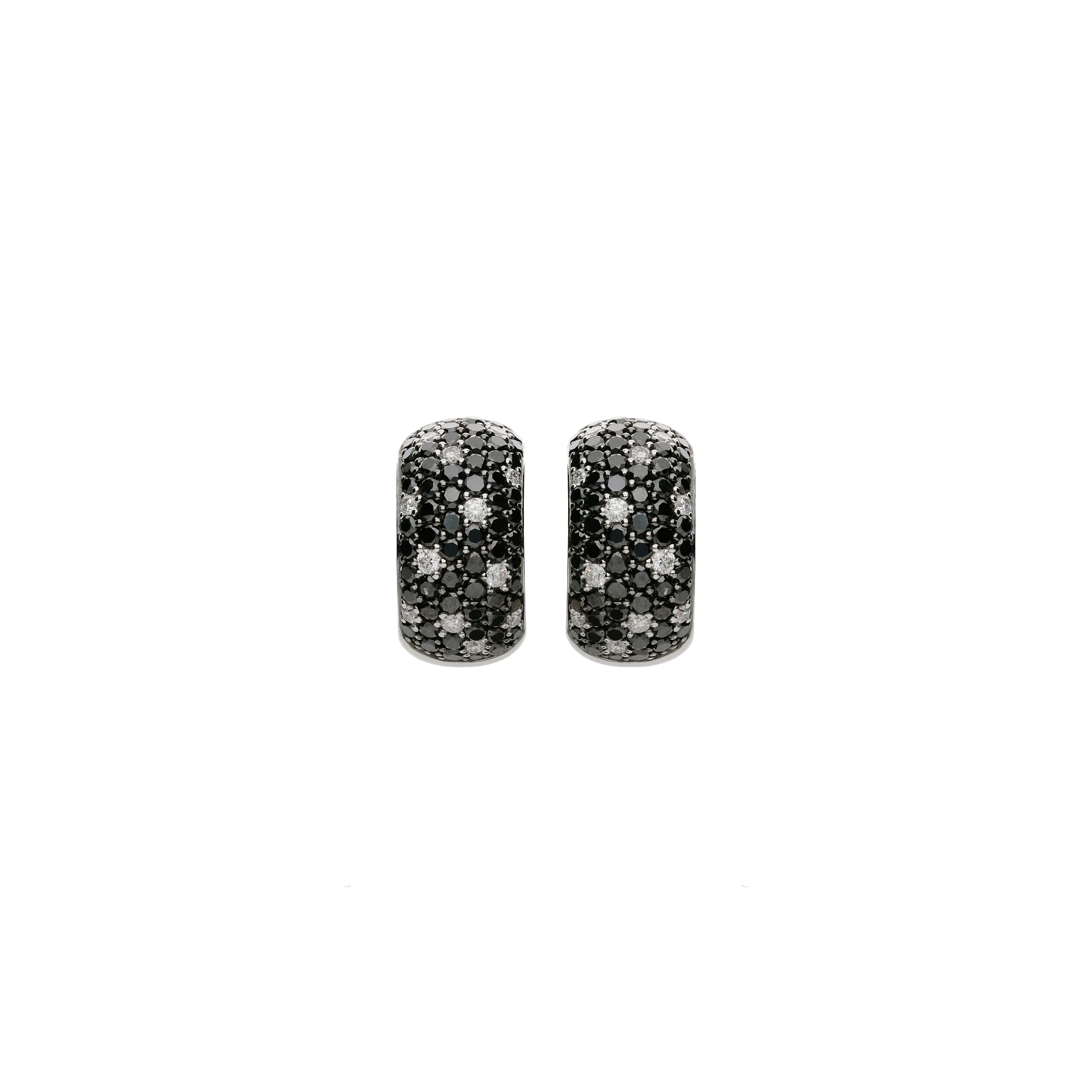 ORECCHINI A CERCHIO PICCOLO IN ORO BIANCO CON DIAMANTI BIANCHI E NERI - VE08959DKDW