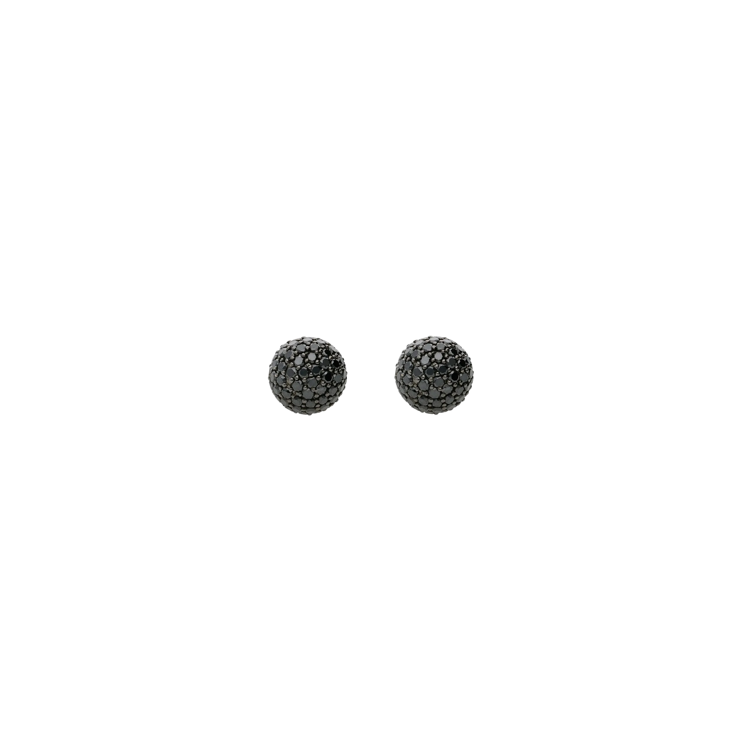 ORECCHINI A LOBO SFERA PICCOLA IN ORO ROSA CON PAVÈ DI DIAMANTI NERI - VE21994DKP