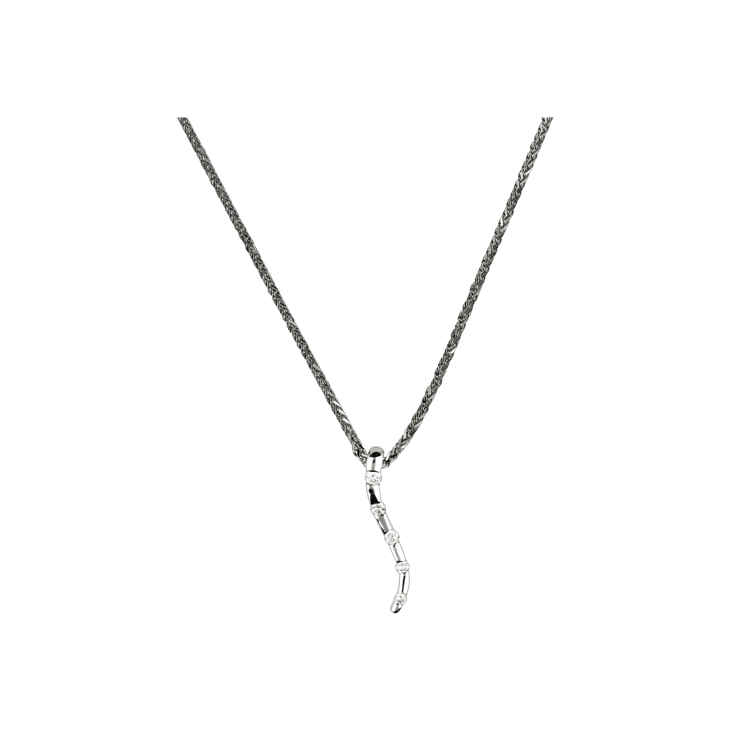 CATENA CON PENDENTE IN ORO BIANCO E BRILLANTI BIANCHI - ZCC0297