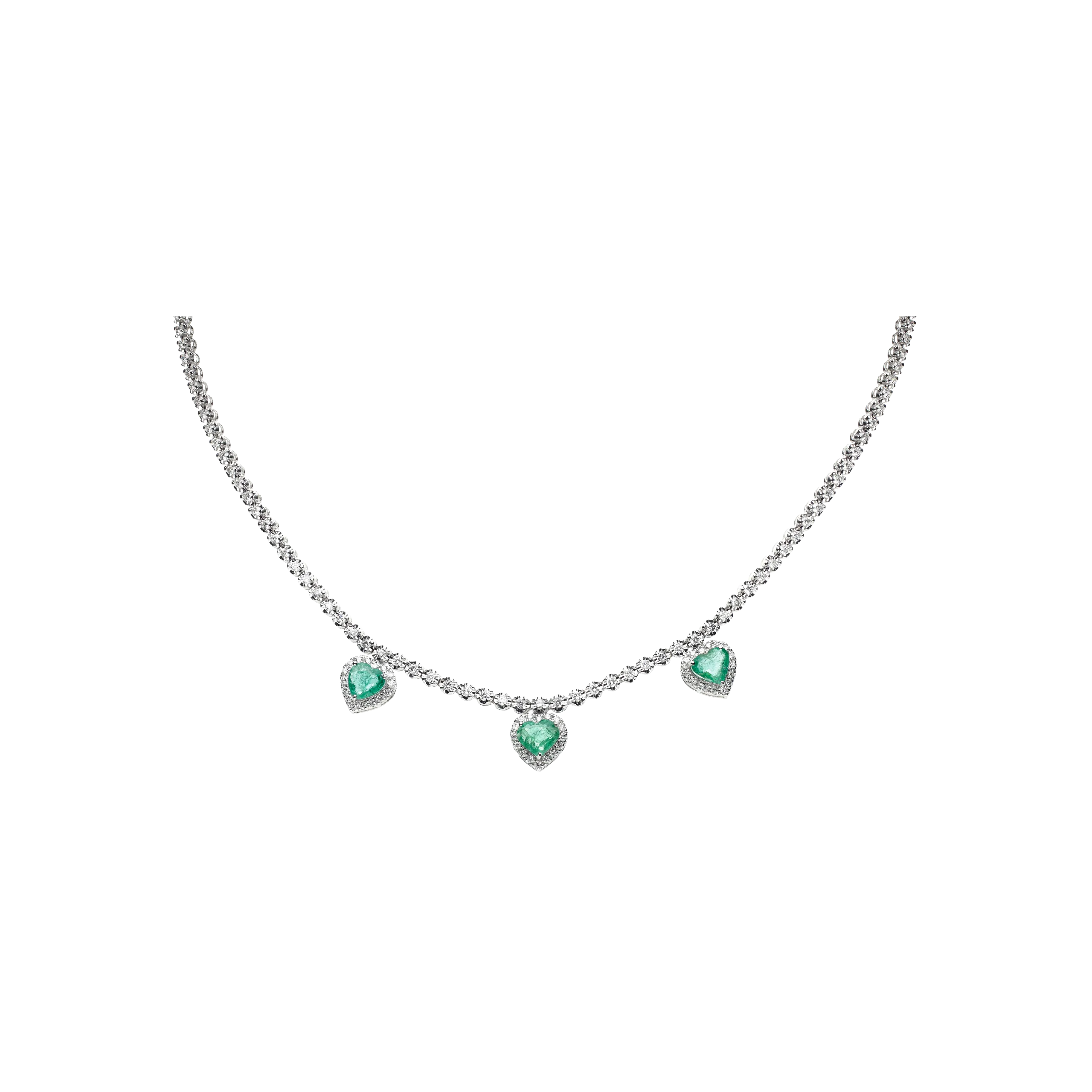 GIROCOLLO TENNIS CON CUORI PENDENTI DI SMERALDO - AN2880/EM
