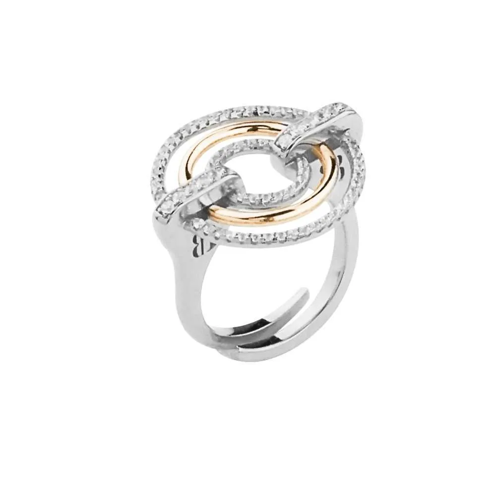 Anello in argento con cerchi in zirconi e placcati oro rosa