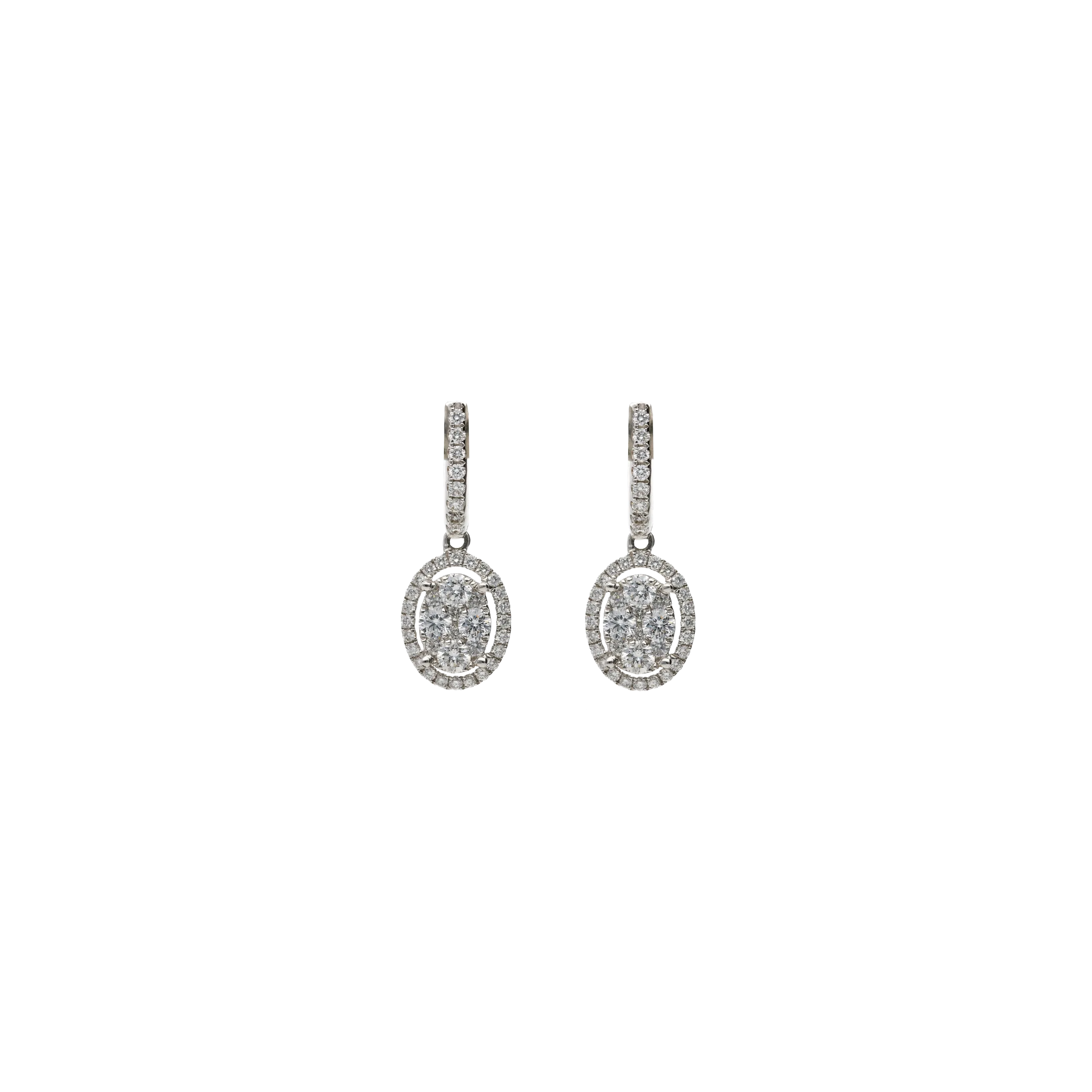 ORECCHINI A CERCHIETTO IN ORO BIANCO CON PENDENTI IN PAVÈ DI DIAMANTI - ME51015DW