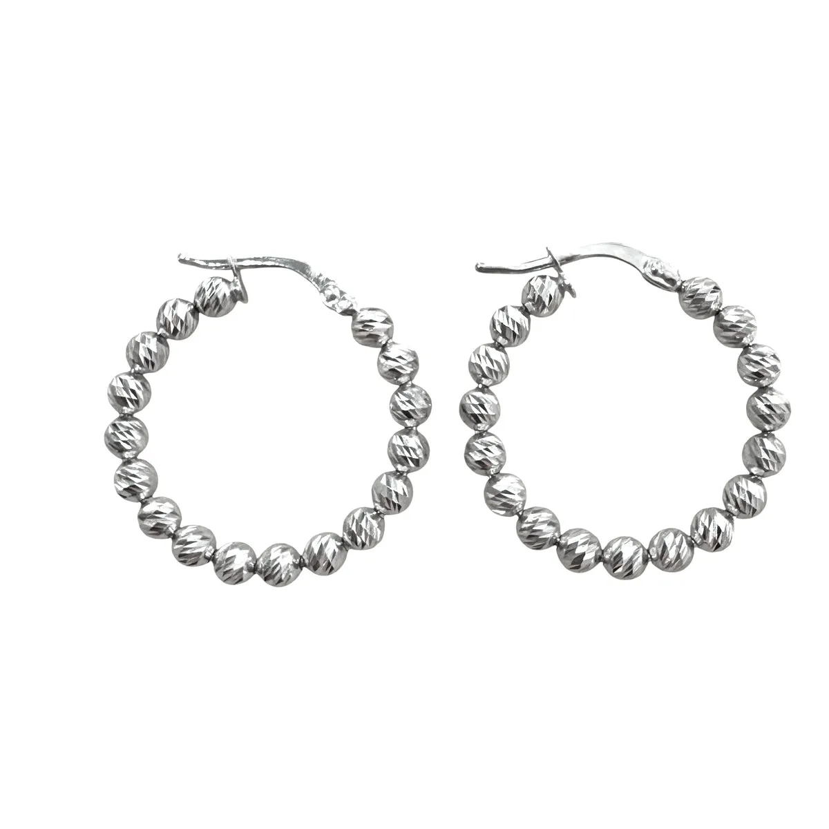 ORECCHINI A CERCHIO CON PALLINO DIAMANTATO IN ORO BIANCO