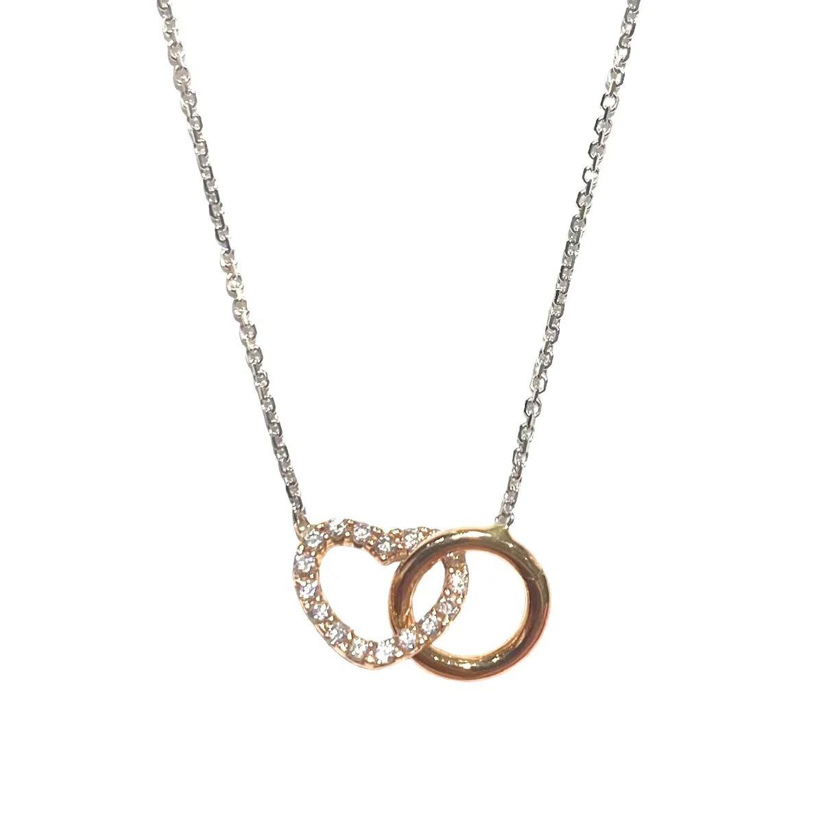 COLLANA CUORE E CERCHIO ORO ROSA