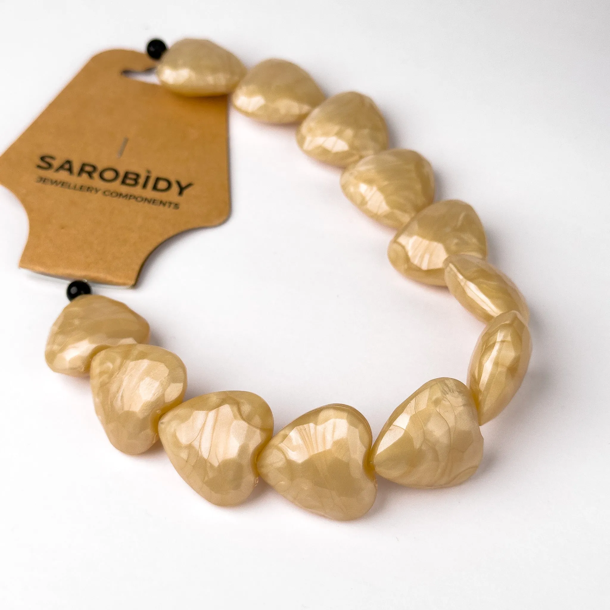 Perle in Resina Cuore Giallo Miele - 22mm