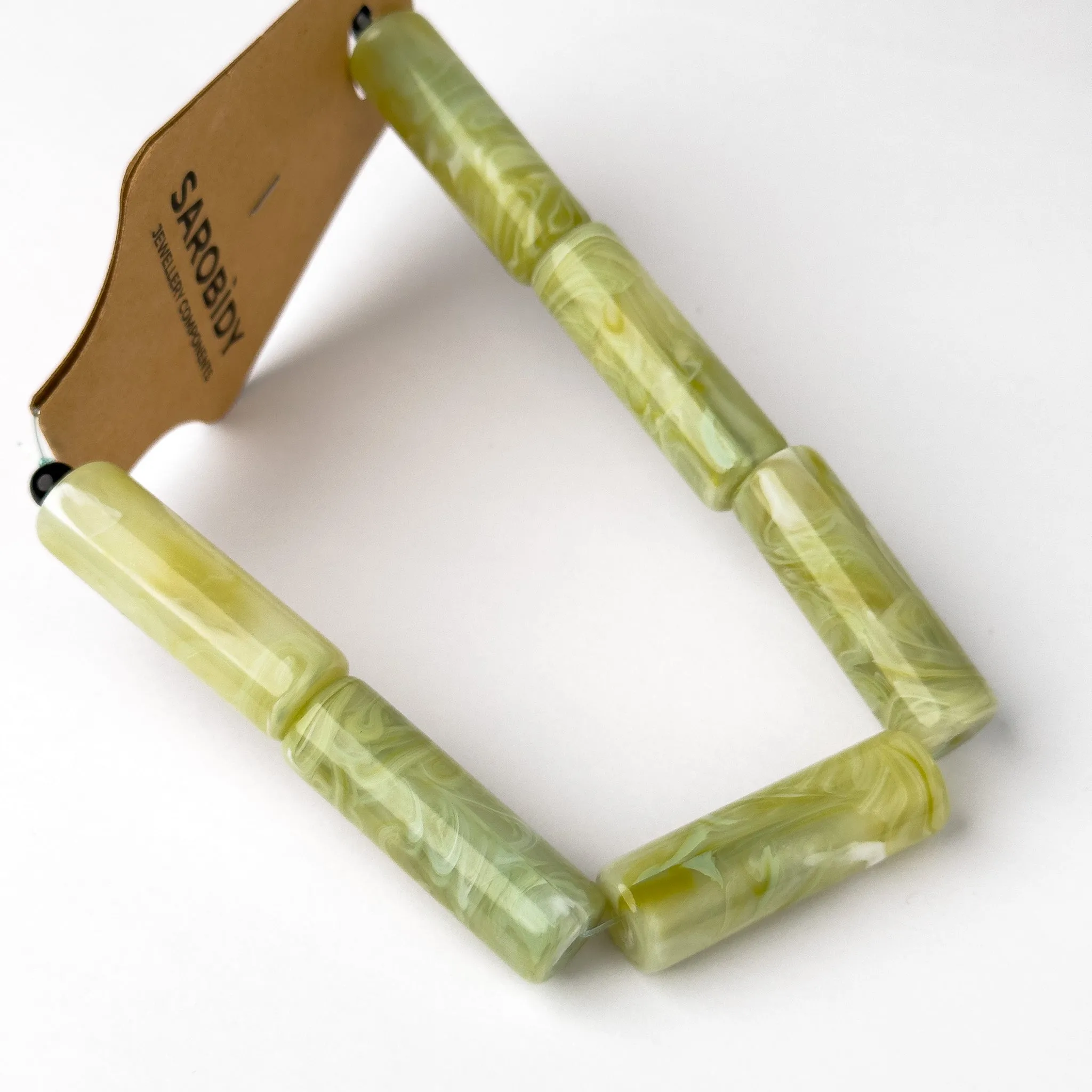 Perle in Resina Cilindro Verde - 37 x 12mm