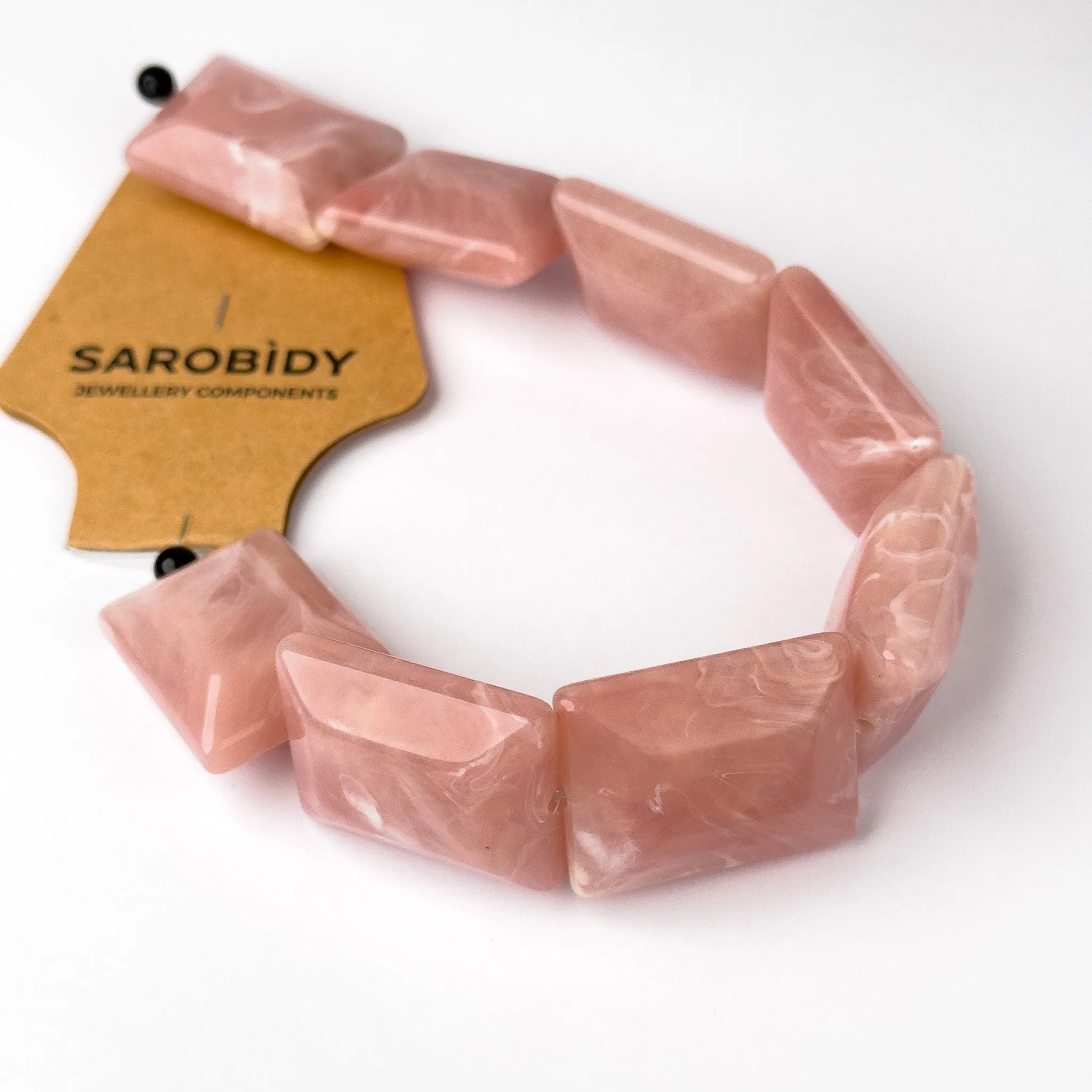 Perle in Resina Rettangolo Rosa - 32 x 24mm