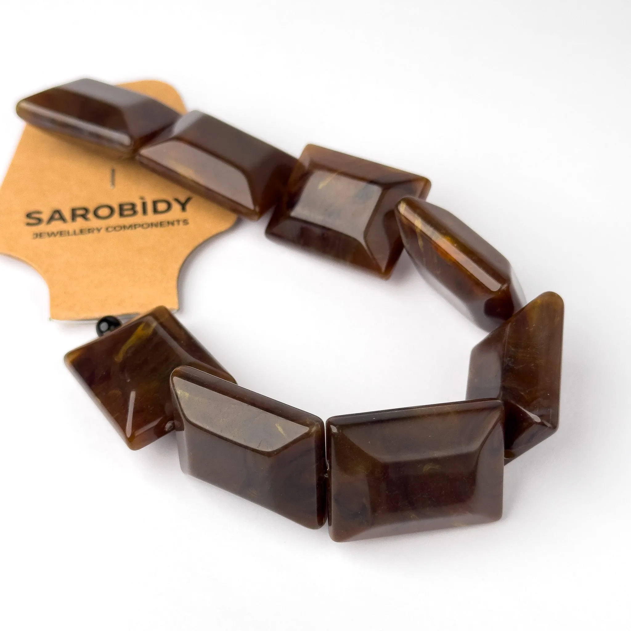 Perle in Resina Rettangolo Marrone - 32 x 24mm